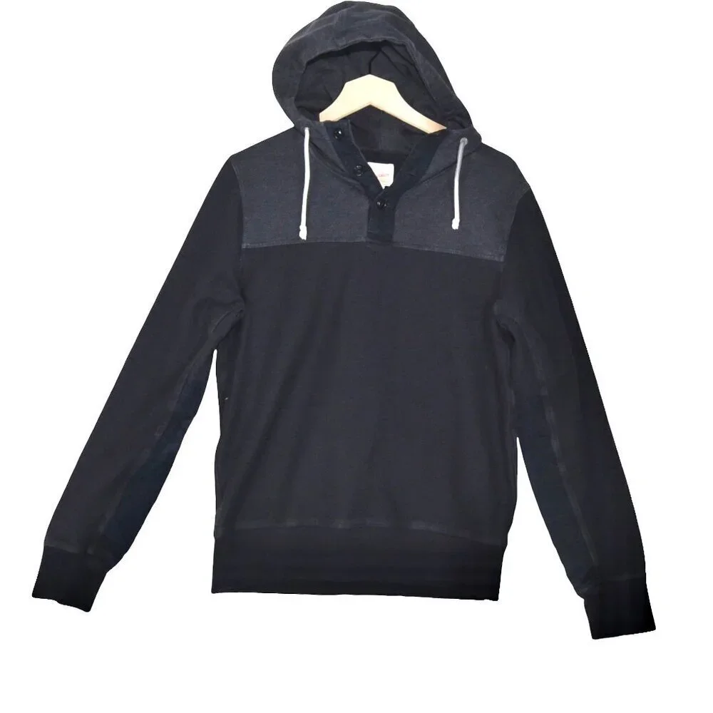 J.Crew Pullover Hoodie Size Small 85% Cotton Blend Medium Weight Faded Black